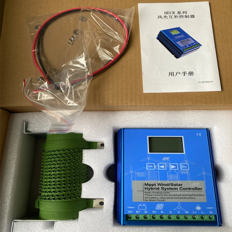 Wind Solar Hybrid System MPPT Charge Controller With Dump Load 10000w Wind Turbine 600W Solar Panel 12V 24V Auto 48V Regulator