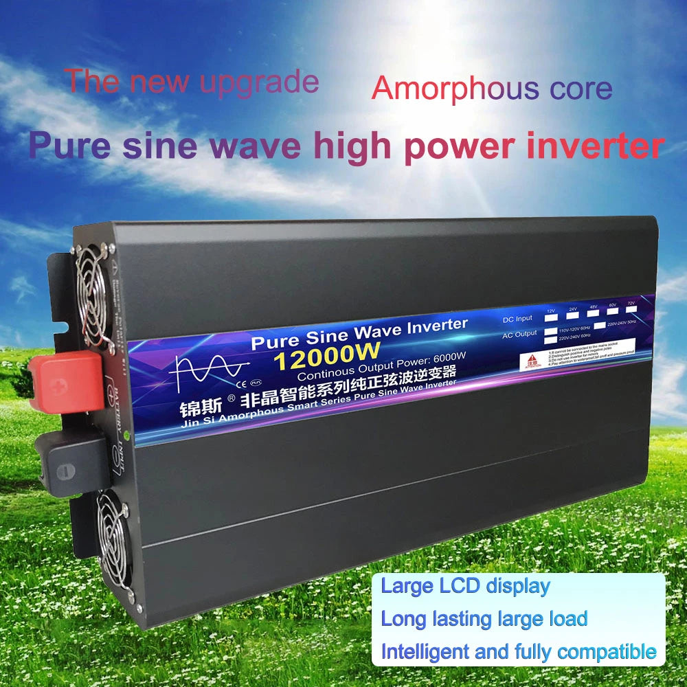 Inverter  12V 24V 48V To AC 220V 8000W 10000W 12000W Pure Sine Wave Solar Power Inverter Transformer Voltage Frequency Converter