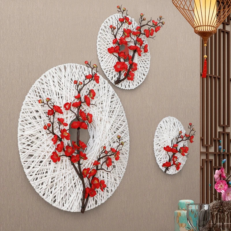 Handcraft Wall decor Rope w/Artificial Flower hanging wedding decorative Murals decoration living room hallway wall ornaments