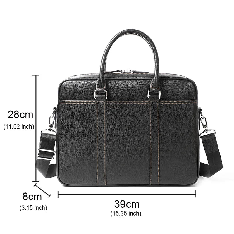 Famous Brand Man Briefcase Genuine Leather Men Bag Fashion Male Shoulder Laptop Bag Handbag Business Cow Leather Men's Briefcase