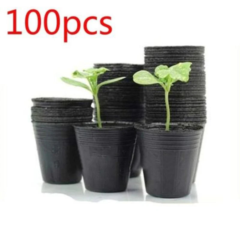 100pcs/set Household Garden Black Plastic Plant Nutrition Pots Practical Durable Soft Plant Nutrition Pots Garden Supplies