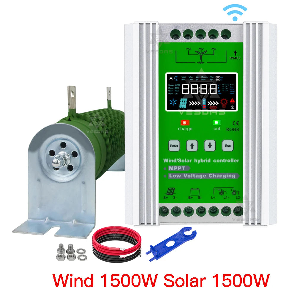 3000W 12V 24V 48V MPPT Solar Charge Controller Wind Solar Hybrid Charge Controller Regulator For Lifepo4 Lithium For Turbine PV