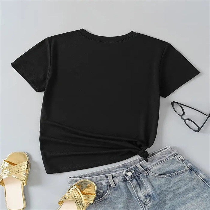 New Printed Round Neck Loose Large Size Short Sleeve T-shirt Top