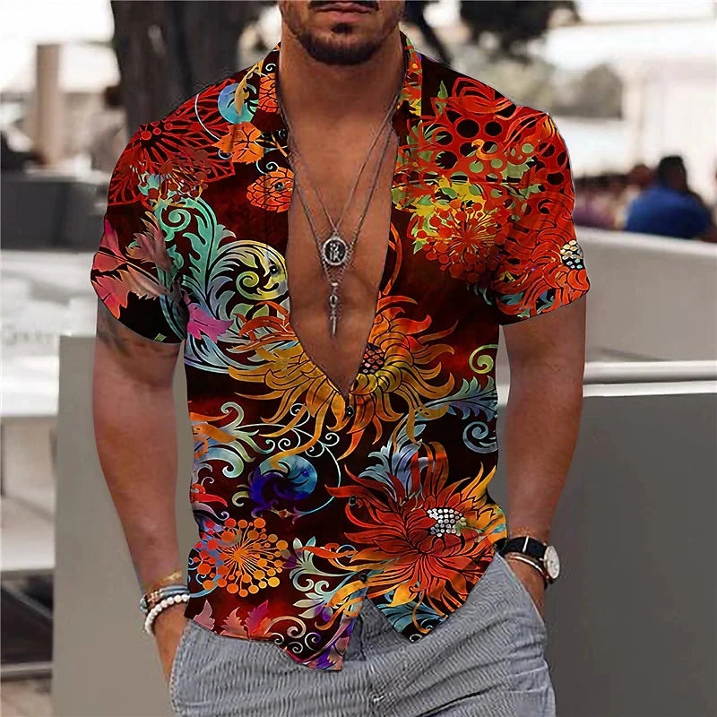 2022 Hawaiian Tropical Shirts For Men 3d Beach Holiday Short Sleeve Summer Oversized Tops Tee Shirt Man Floral Blouse 5xl Camisa