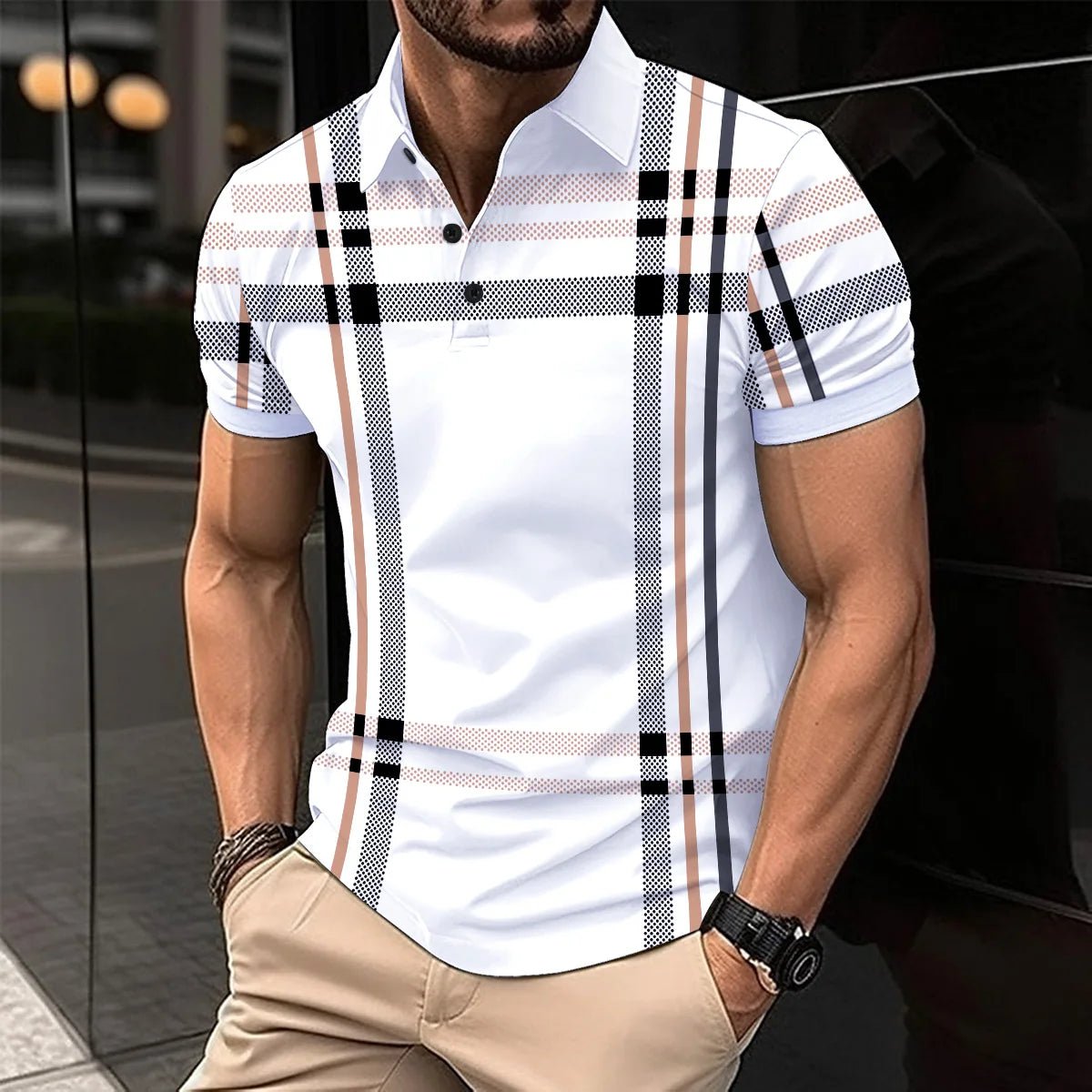 2024 Summer Explosive Men's Polo Shirt Slim Fit Breathable Lapel Top Short Sleeve Summer Casual Men's Clothing Polo Shirt