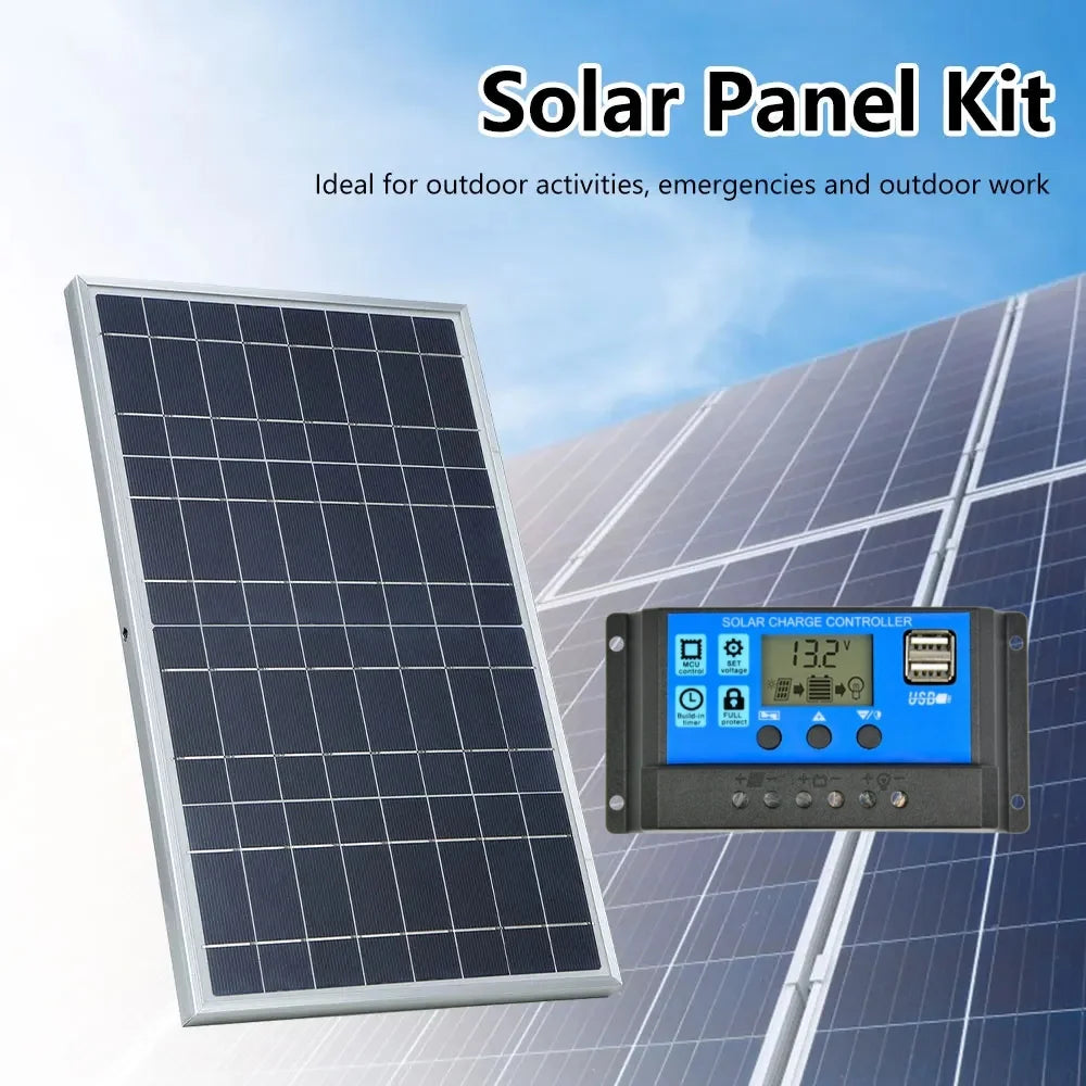 300W Solar Panel 18V Polycrystalline Silicon Solar Charging Panel Kit Outdoor Household Portable Rechargeable Solar Cell Charger