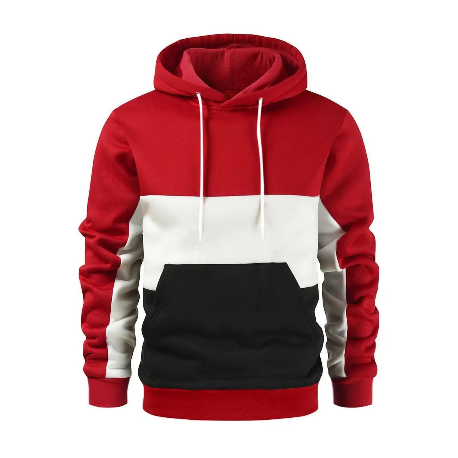 Autumn/Winter Men's Warm Hoodie Fashion Tricolor Matching Sweater Casual Hoodies for Men Comfortable Sweatshirt Men Clothing