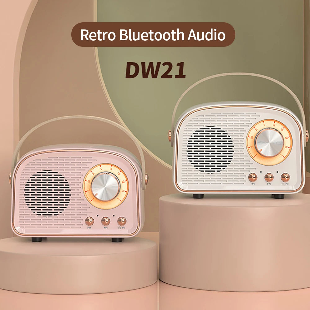 Retro Bluetooth-compatible Speaker, Cute Mini Speaker with FM Radio, Wireless Speaker with TWS Music Player Hifi Stereo TF USB