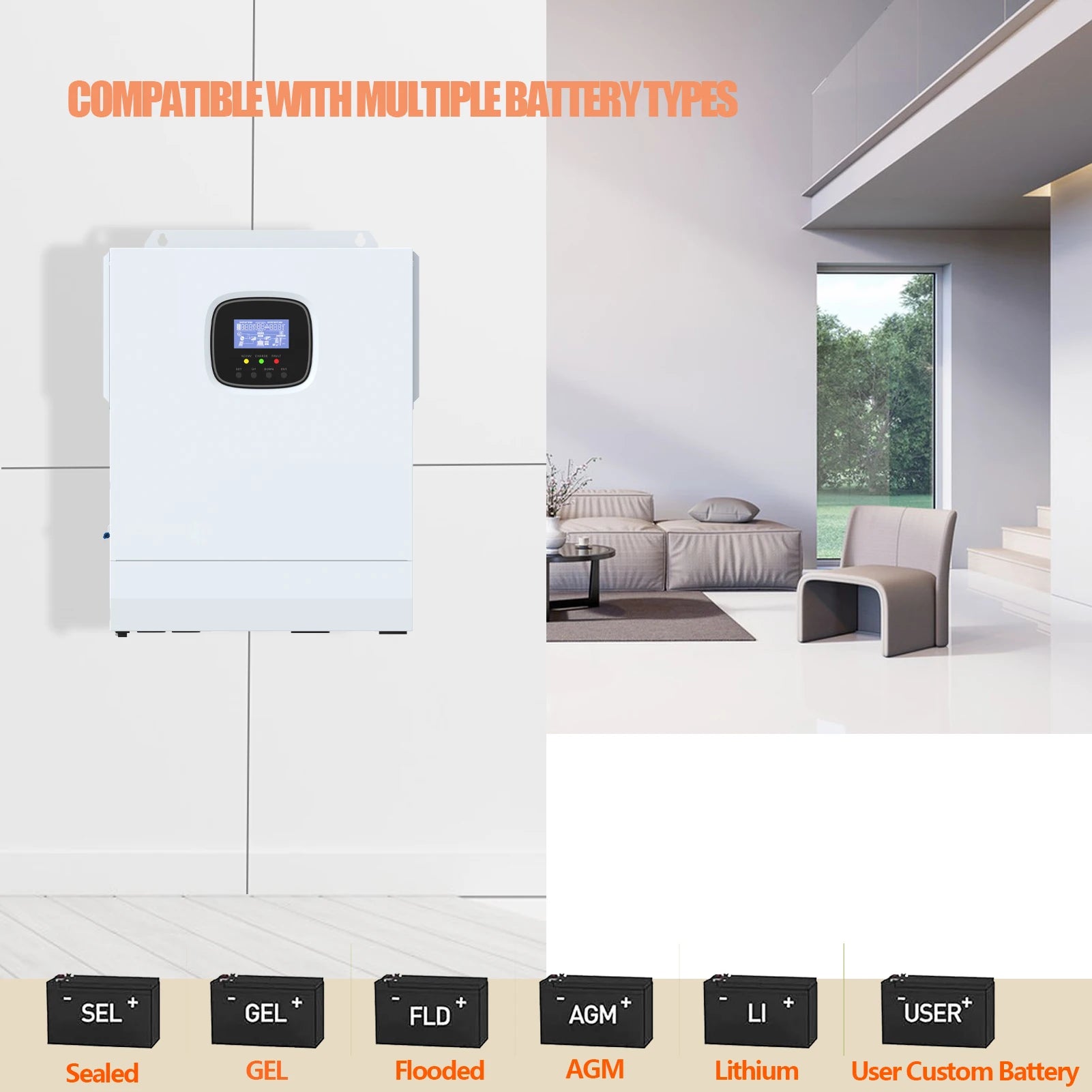 5500W Solar Panle DC 48V Hybrid Inverter With MPPT Solar Charger Controller Function Pure Sine Wave Output 110V 120V 220V 230V