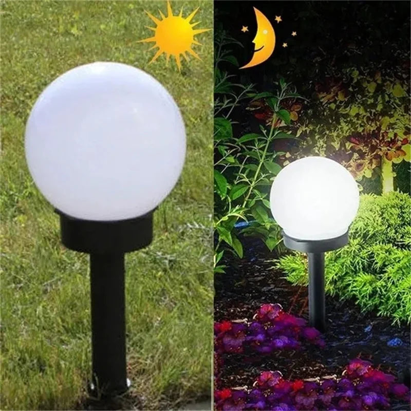 Solar Garden Light Round Ball Bulb Light LED Outdoor Waterproof  Landscape Villa Lawn Light Ground Plug Light Garden Decorative