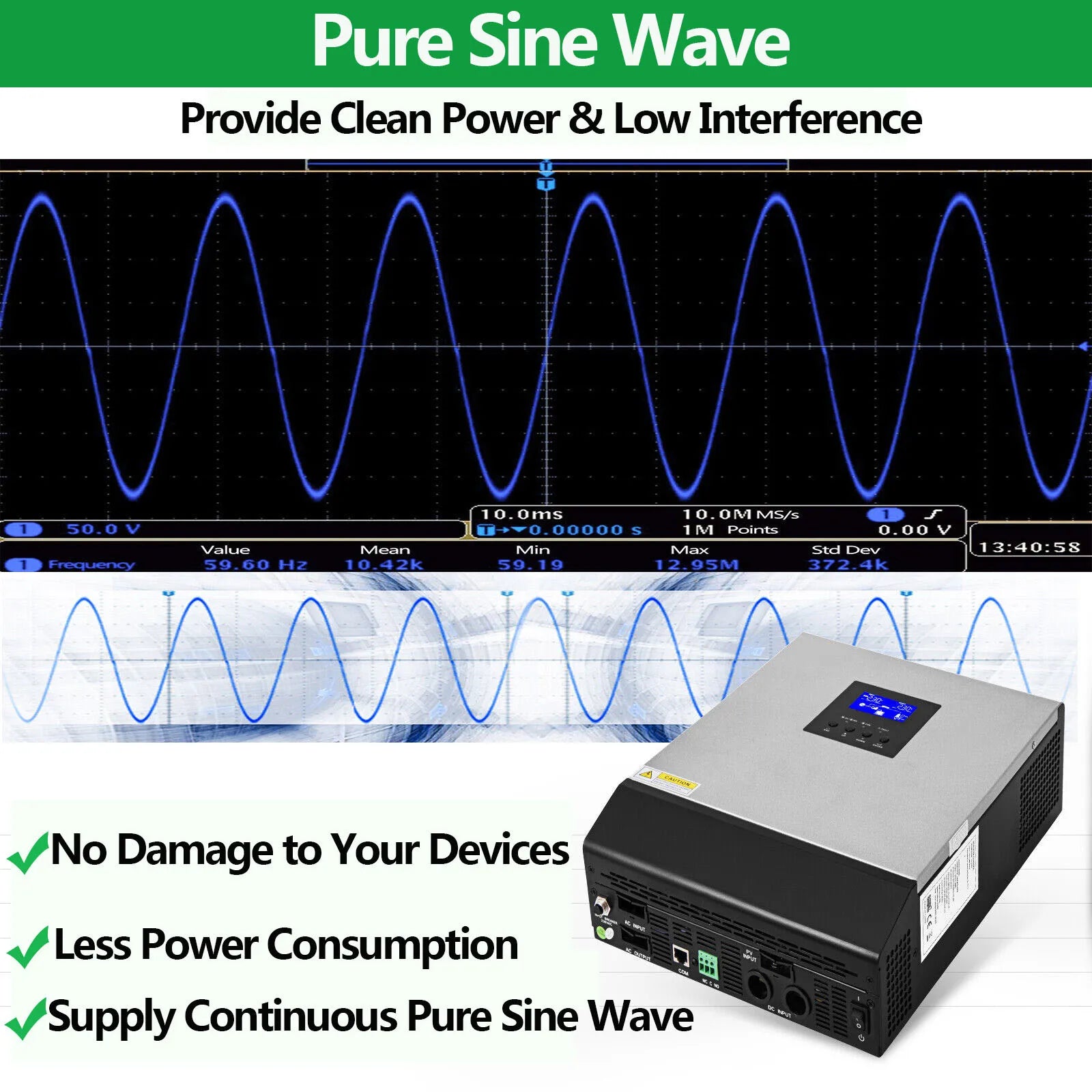 3KVA 2400W Hybrid Inverter Battery Voltage DC 24V 50A Solar Charge Controller AC 220V or 230V