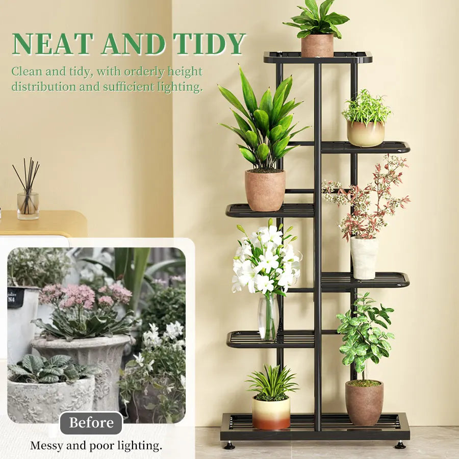 Cordlal Shining Stand For Flowers Iron 6/7/8Layers Plant Holder Storage Shelf Pot Rack Organizer Home Garden Decoration