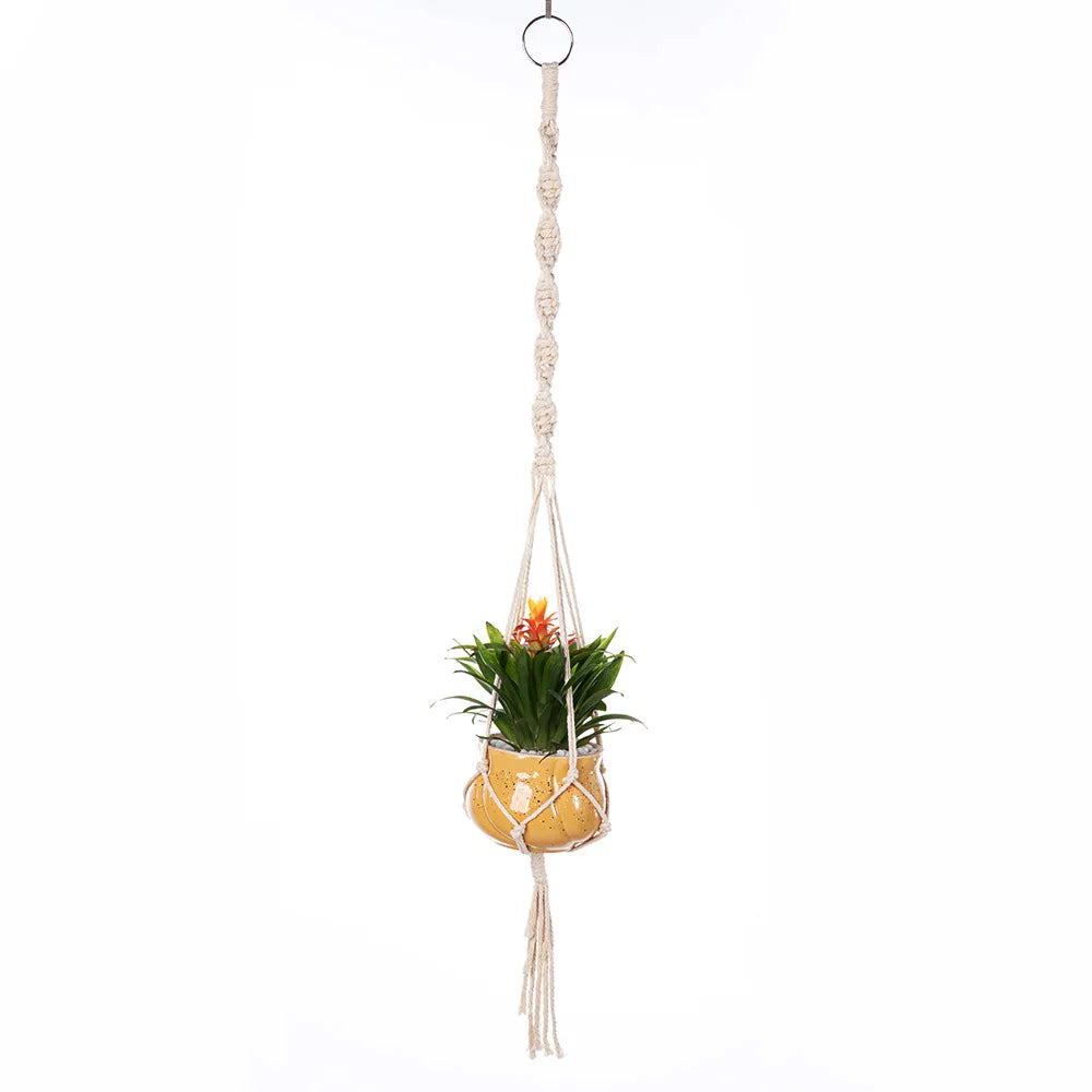 Macrame Plant Hanger Indoor Hanging Planter Basket Woven Cotton Rope Flower Pot Crochet Plant Holder Stand for Boho Home Decor