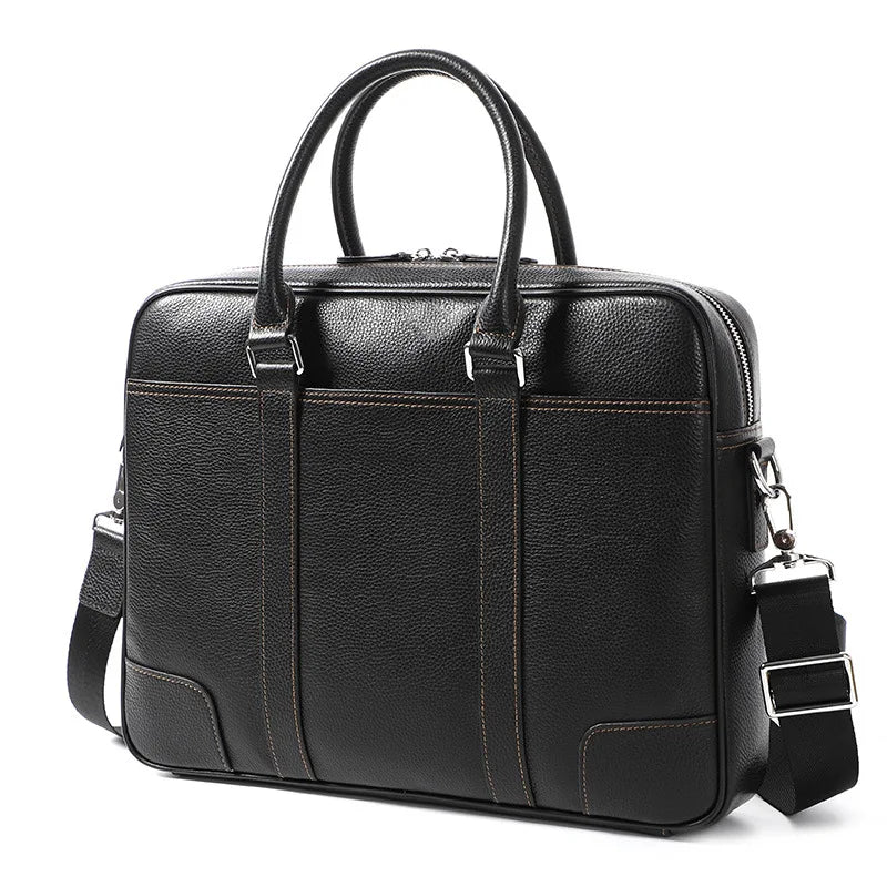 Famous Brand Man Briefcase Genuine Leather Men Bag Fashion Male Shoulder Laptop Bag Handbag Business Cow Leather Men's Briefcase