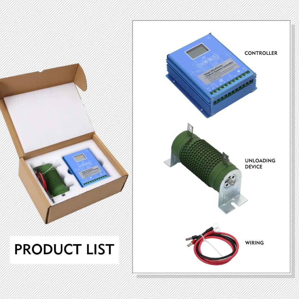 1000W 12V 24V 48V High Efficiency MPPT Hybrid Charge Controller with Dump Load for 1KW Wind Solar Panels Battery Regulator