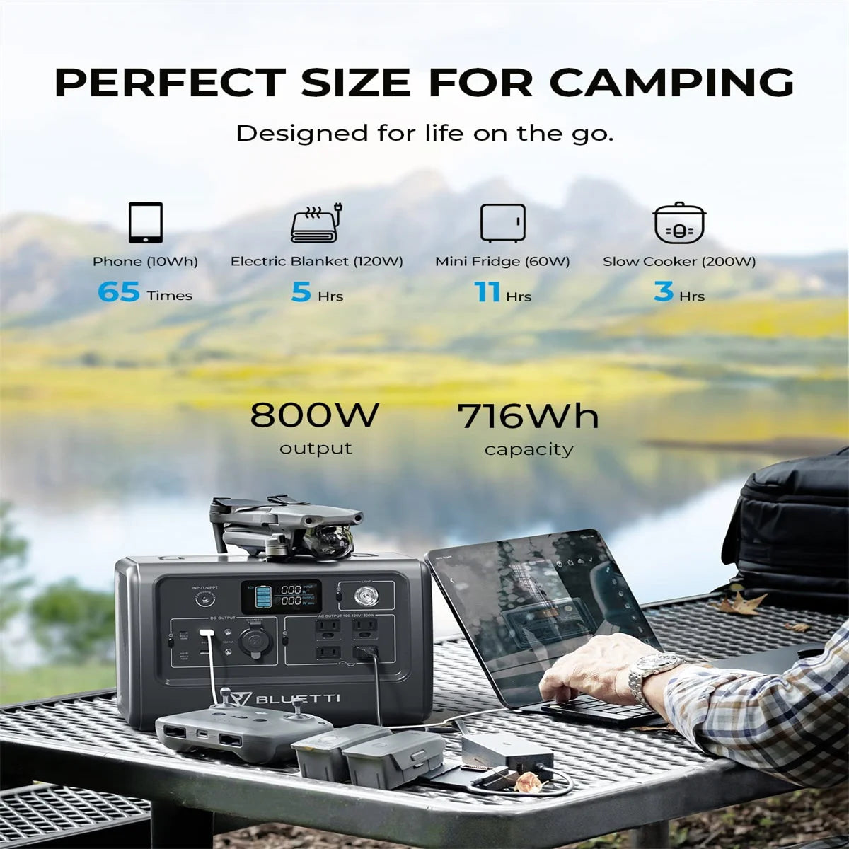 [Brazil Plug] BLUETTI EB70S Portable Power Station 800W 716Wh Solar Generator LiFePO4 Battery Backup For Camping Fishing Outdoor