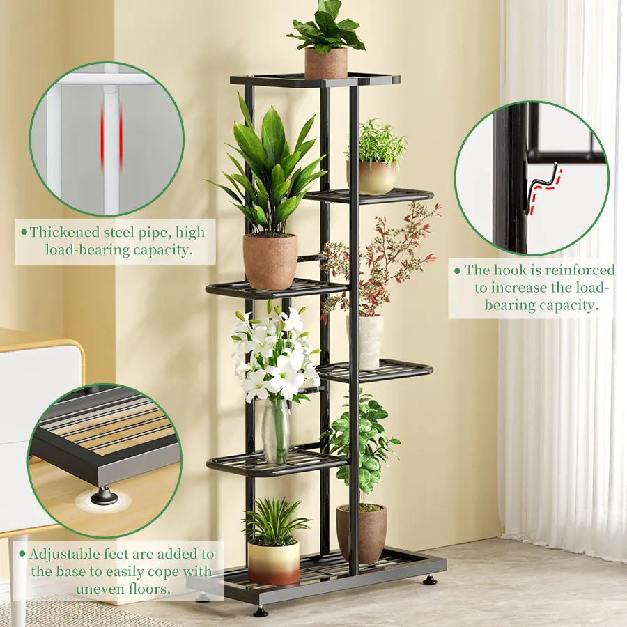 Cordlal Shining Stand For Flowers Iron 6/7/8Layers Plant Holder Storage Shelf Pot Rack Organizer Home Garden Decoration