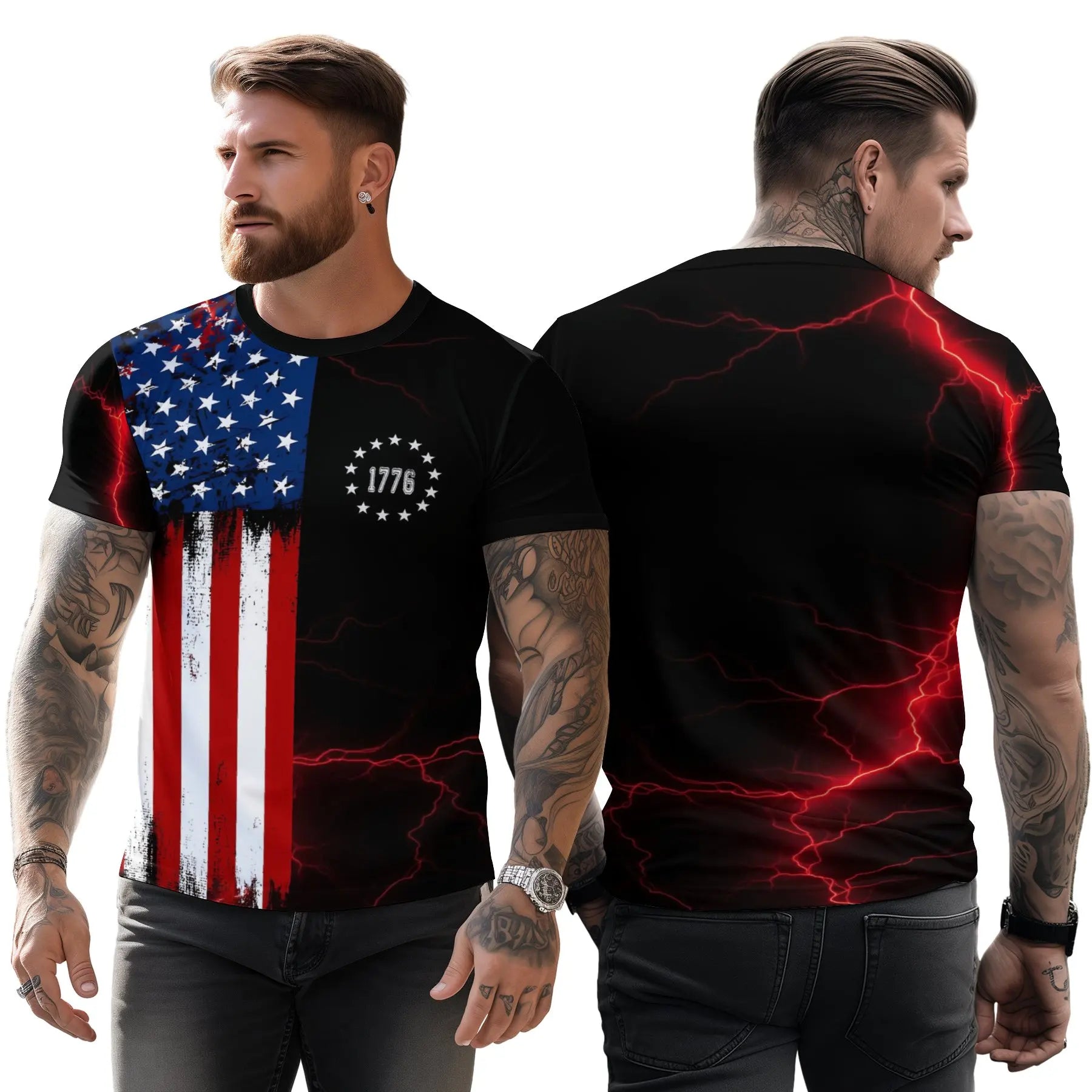 new in tops & tees 3D printed American flag men's short sleeve T-shirt mens clothing graphic t shirts Fashion Casual t shirts