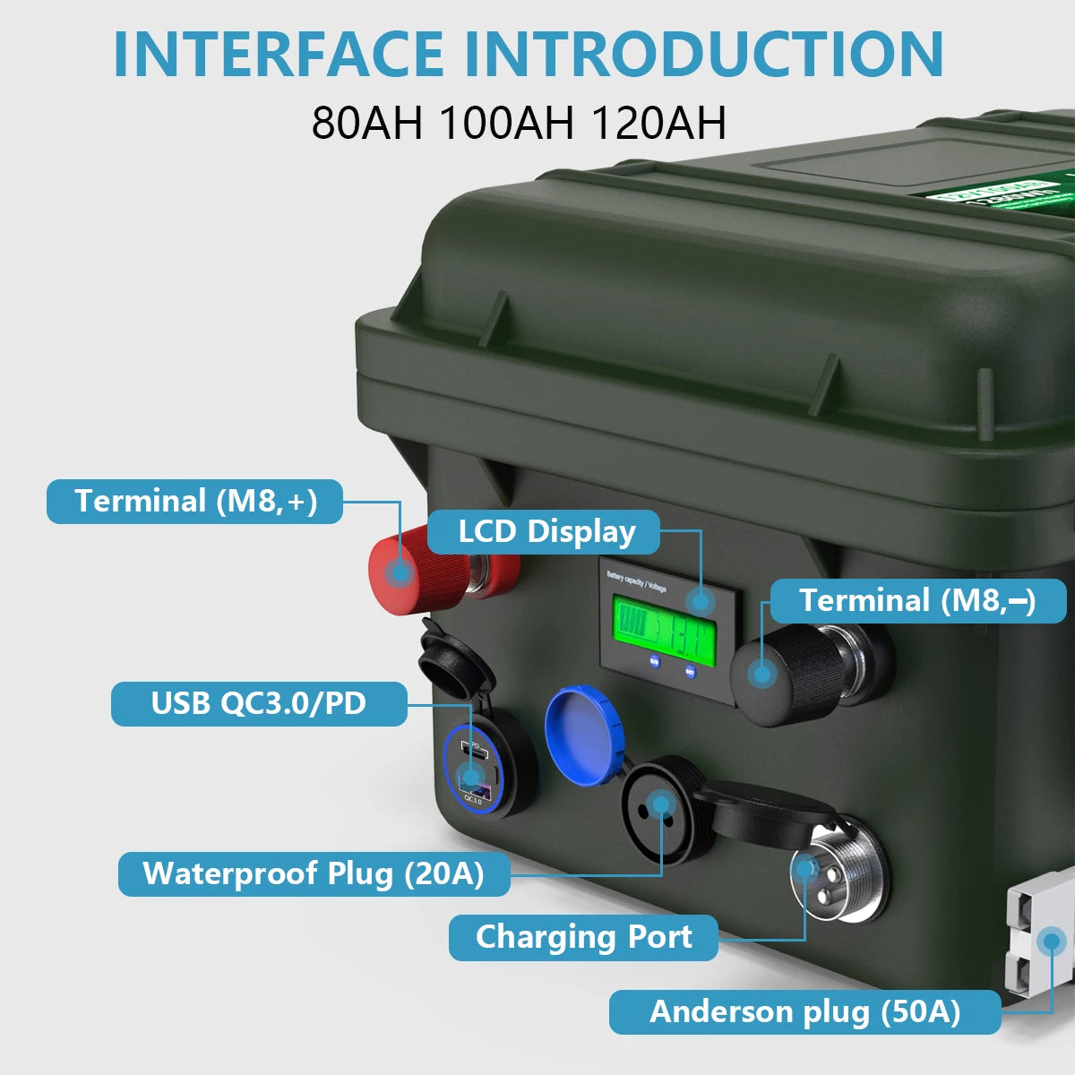 12V 200Ah 100Ah LiFePO4 Battery 2560WH 24V 150AH Bluetooth BMS Grade A Lithium Battery 6000+ Cycles IP56 USB QC Charge EU No Tax