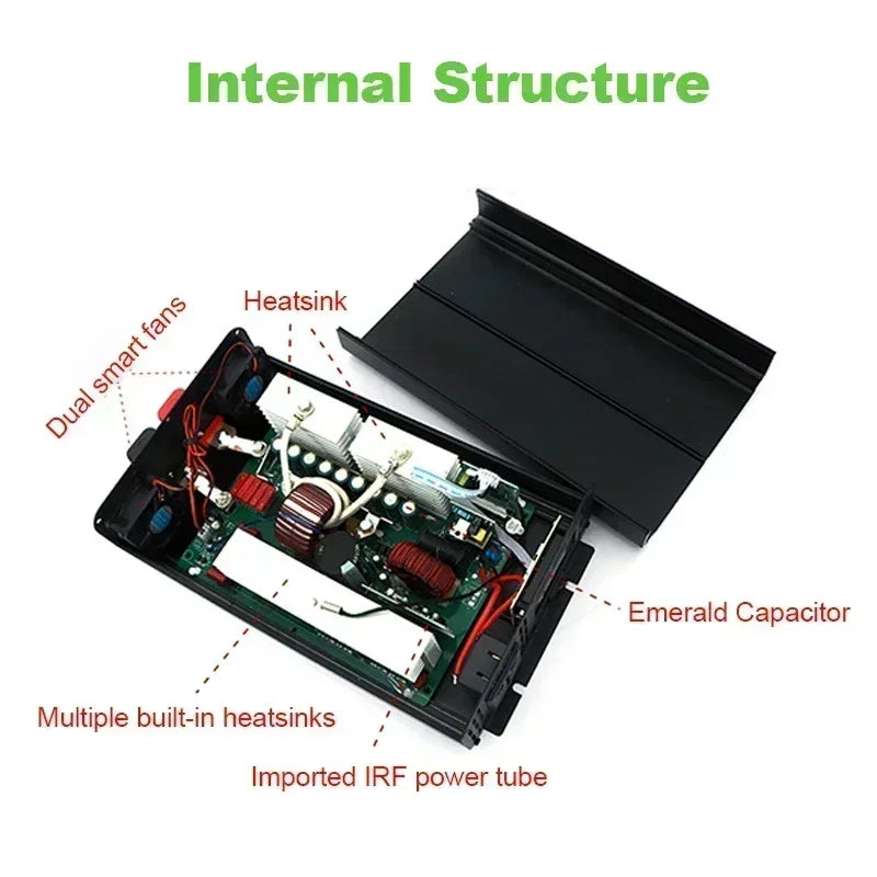 EAFC Pure Sine Wave Inverter 4000W 5000W 7000W Power DC 12V to AC 220V 50HZ Power Bank Converter Solar Car Inverter