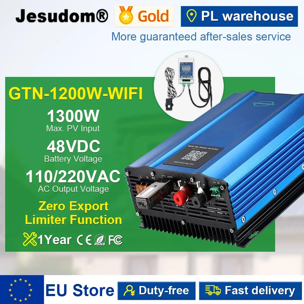 Solar Inverter Grid Tie 500W 1200W with Pure Sine Wave Output DC48V to AC110V AC230V with Limiter Export Function