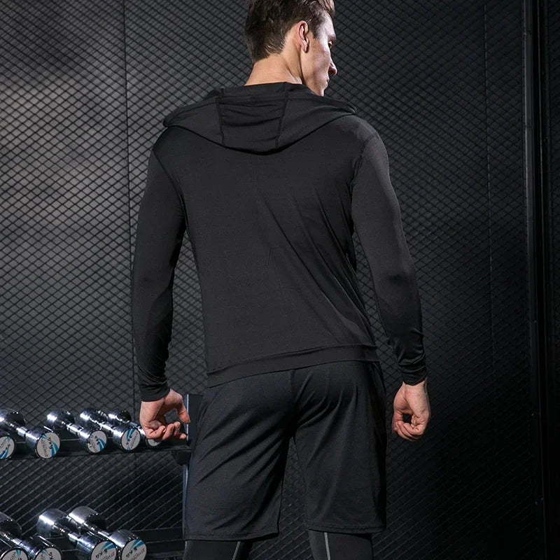 Rashguard Men Compression Sportswear Set Gym Running Sport Clothes Jogging Tights Tracksuit Fitness T-Shirt Windbreaker Leggings