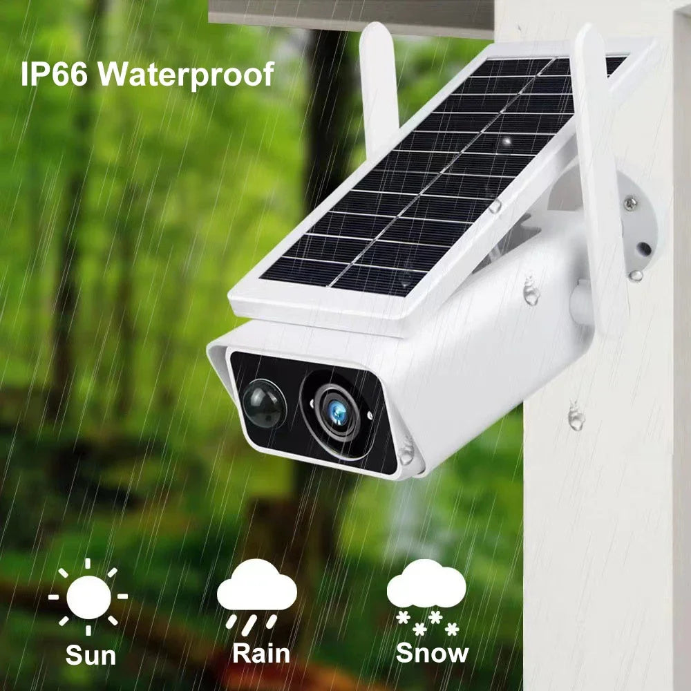 4MP Solar IP Camera Wifi Outdoor Wireless Powered Full Color Night Vision Surveillance Security Protection CCTV PIR Camera Alexa