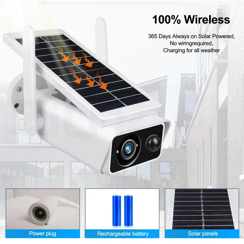 4MP Solar IP Camera Wifi Outdoor Wireless Powered Full Color Night Vision Surveillance Security Protection CCTV PIR Camera Alexa