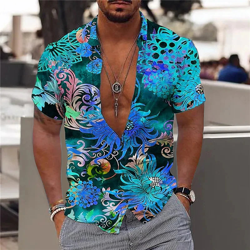 2022 Hawaiian Tropical Shirts For Men 3d Beach Holiday Short Sleeve Summer Oversized Tops Tee Shirt Man Floral Blouse 5xl Camisa