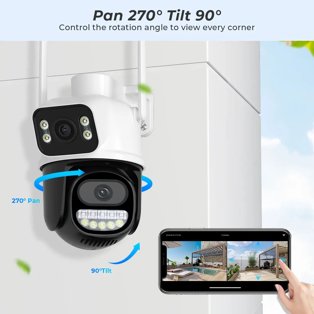 BESDER 8MP PTZ Wifi Camera Outdoor Night Vision Dual Screen Human Detection 4MP Security Protection CCTV Surveillance IP Camera