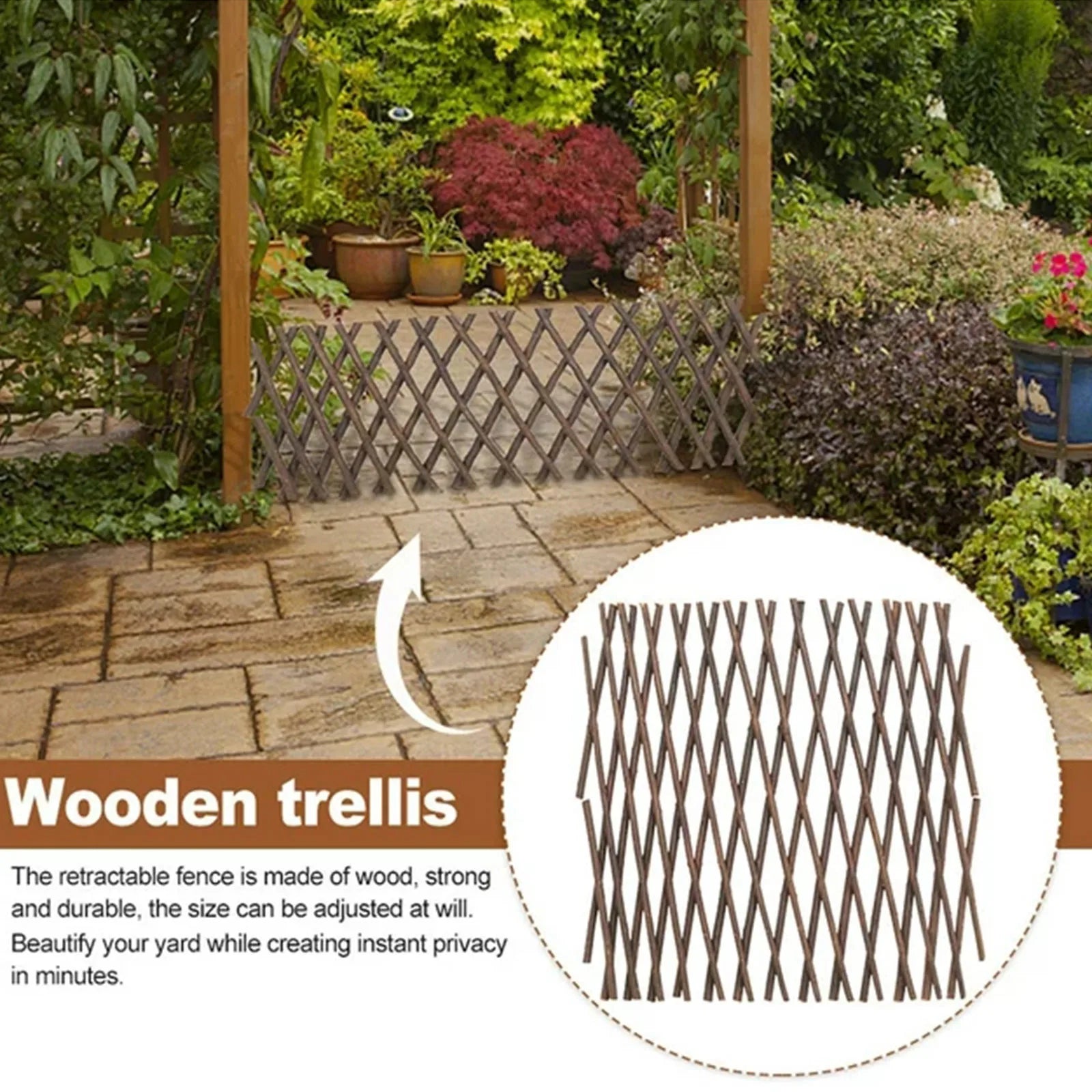 Garden Trellis Expanding Retractable Wooden Fence Plant Support Climbing Lattice Outdoor Decorations Artificial Garden Fence