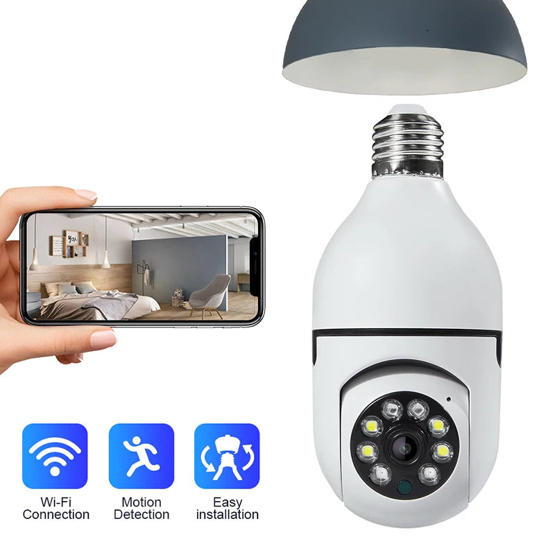 Night Vision Bulb Surveillance Camera 1080P HD Video Smart Phone APP Live Viewing Indoor Security Monitor Wireless WiFi Camera