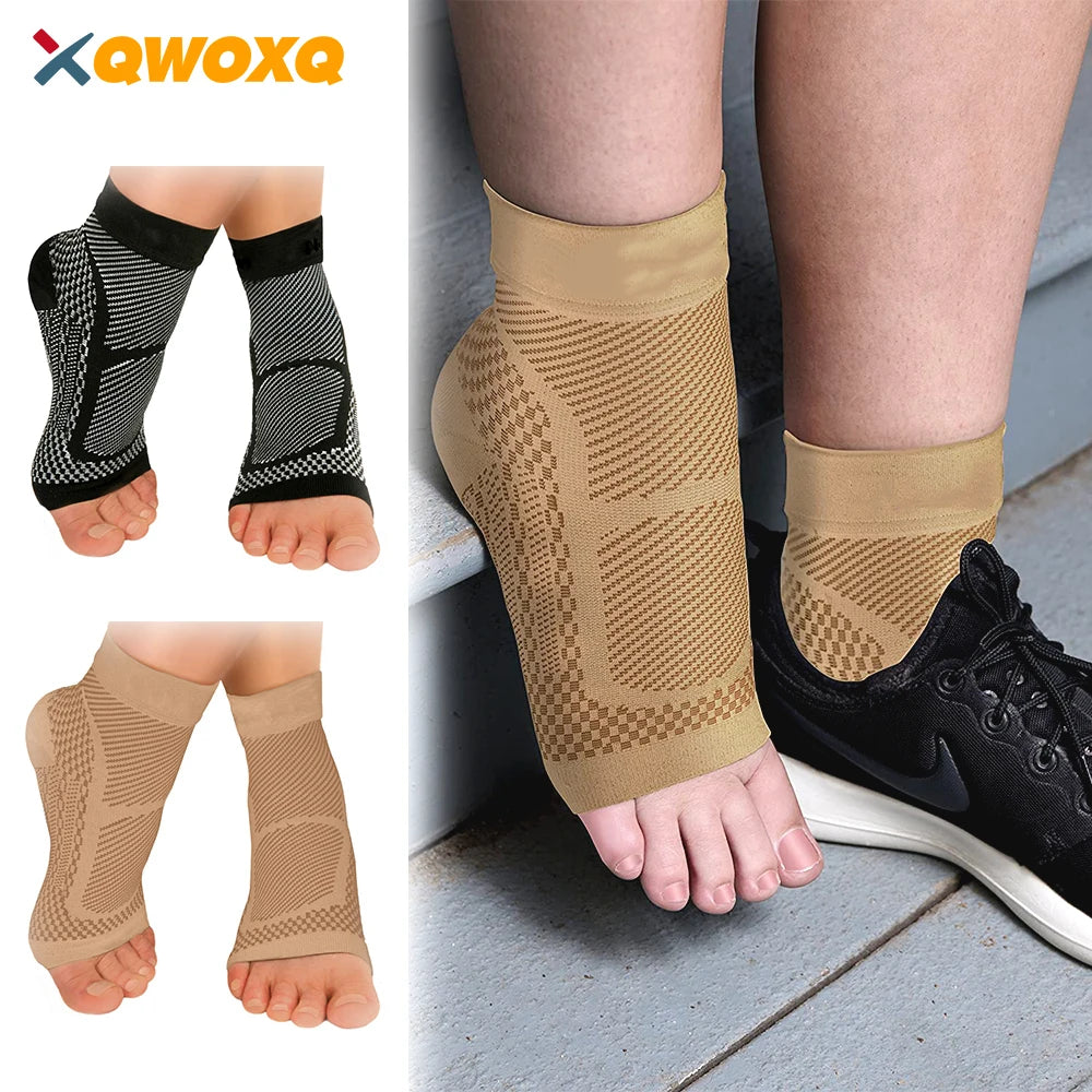 2PCS Sport Ankle Brace Compression Foot Arch Support Sleeve,Relieves Achilles Tendonitis,Plantar Fasciitis Sock Reduces Swelling