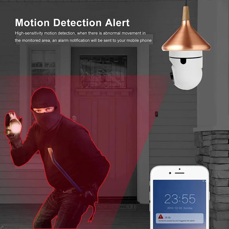 Night Vision Bulb Surveillance Camera 1080P HD Video Smart Phone APP Live Viewing Indoor Security Monitor Wireless WiFi Camera