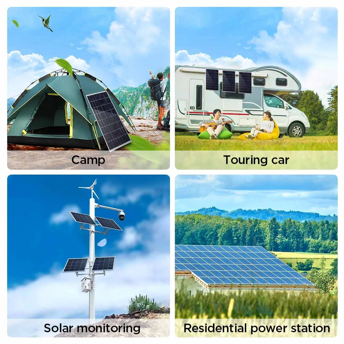 300W Solar Panel 18V Polycrystalline Silicon Solar Charging Panel Kit Outdoor Household Portable Rechargeable Solar Cell Charger