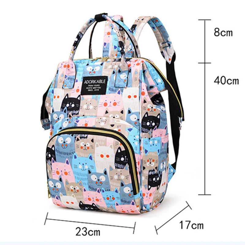 Cartoon Print Mommy Backpack Large Capacity Baby Bottle Storage Bags Baby Diaper Bag Fashion Women's Backpack Maternity Bag New