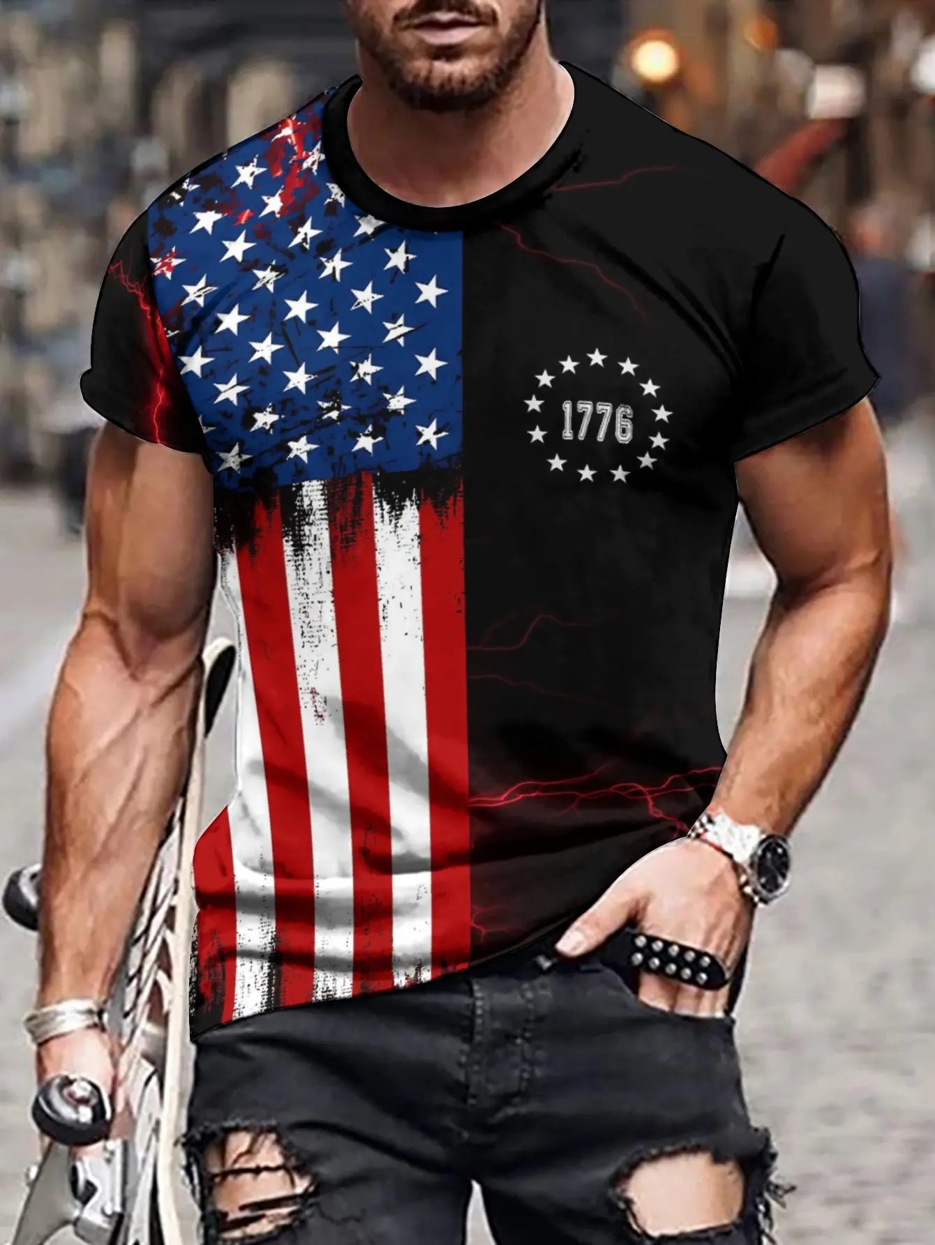 new in tops & tees 3D printed American flag men's short sleeve T-shirt mens clothing graphic t shirts Fashion Casual t shirts