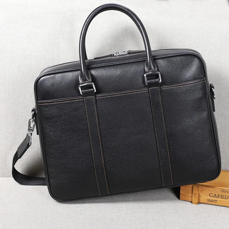 Famous Brand Man Briefcase Genuine Leather Men Bag Fashion Male Shoulder Laptop Bag Handbag Business Cow Leather Men's Briefcase