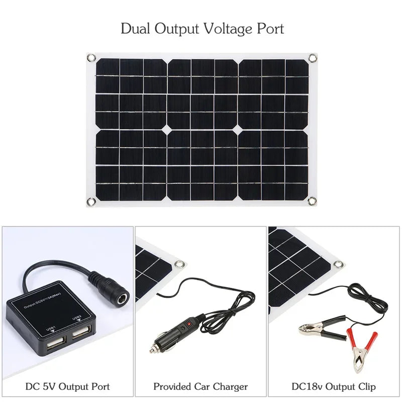 600W Solar Panel 6000W Inverter 12V To 110V/220V Solar Power Generation System Home Outdoor Car Mobile Phone Solar Charging