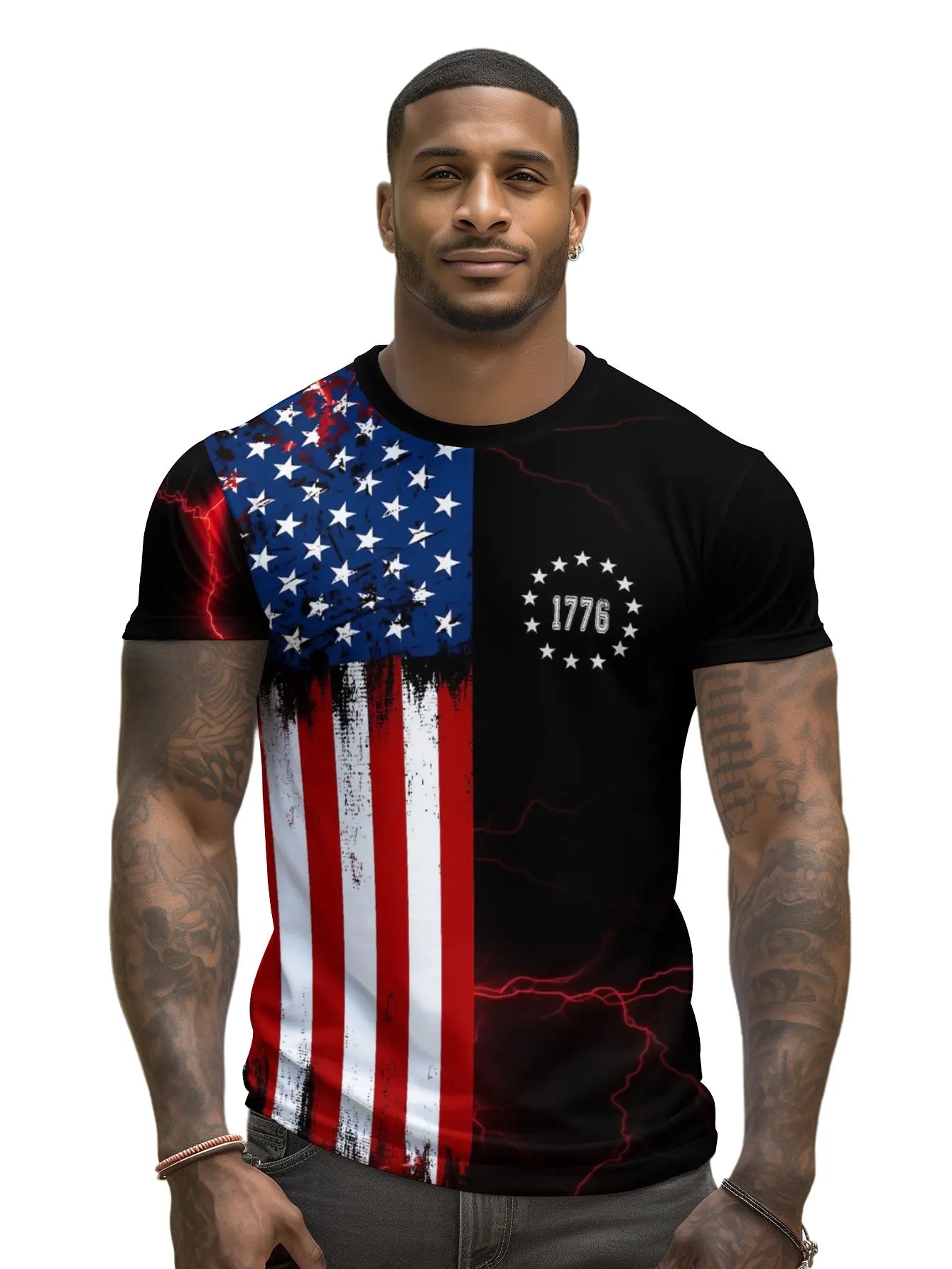 new in tops & tees 3D printed American flag men's short sleeve T-shirt mens clothing graphic t shirts Fashion Casual t shirts