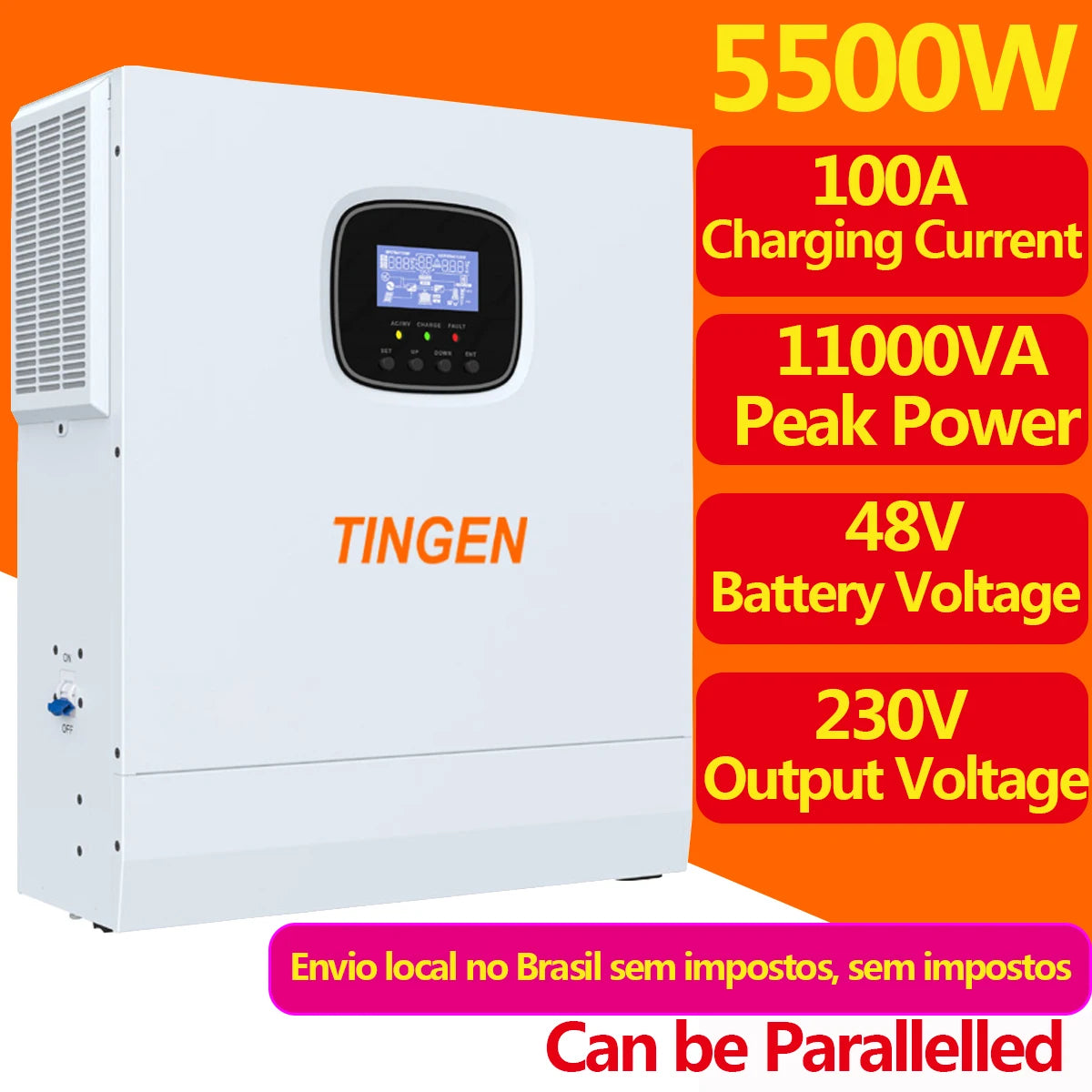 5500W Solar Panle DC 48V Hybrid Inverter With MPPT Solar Charger Controller Function Pure Sine Wave Output 110V 120V 220V 230V