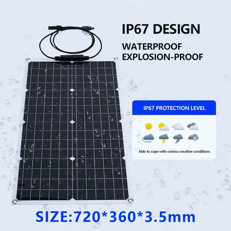 2000W Solar Energy System 110V/220V 4000W Solar Panel Inverter Glass 12V Battery Charging Controller For Home/Outdoor Use