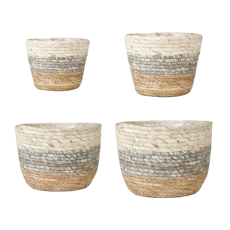 Plant Potted Round Flower Pot Basket Hand Woven Plant Basket Indoor Planters