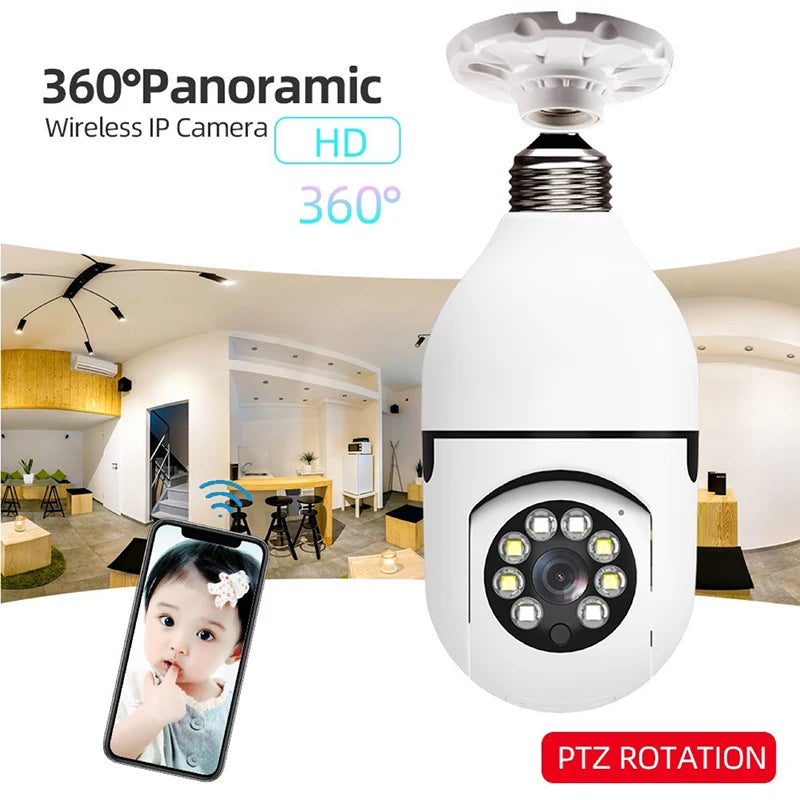 Night Vision Bulb Surveillance Camera 1080P HD Video Smart Phone APP Live Viewing Indoor Security Monitor Wireless WiFi Camera