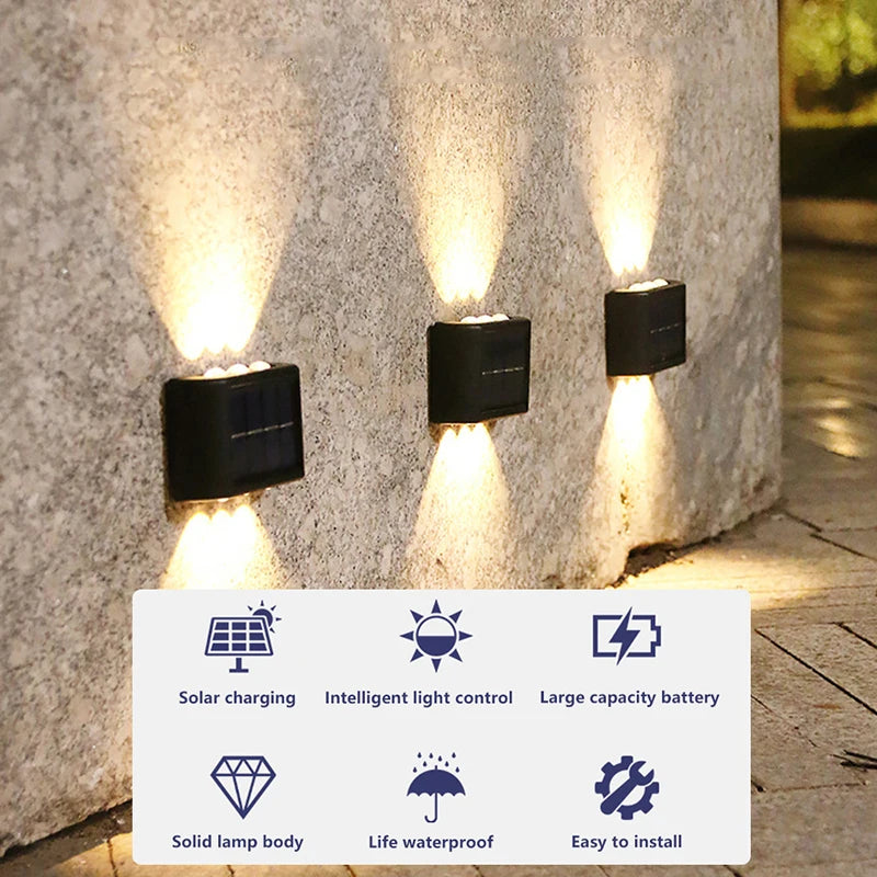 Solar Wall Lamp Outdoor Solar Light Waterproof Up And Down Luminous Lighting Courtyard Street Landscape Garden Decor Wall Light