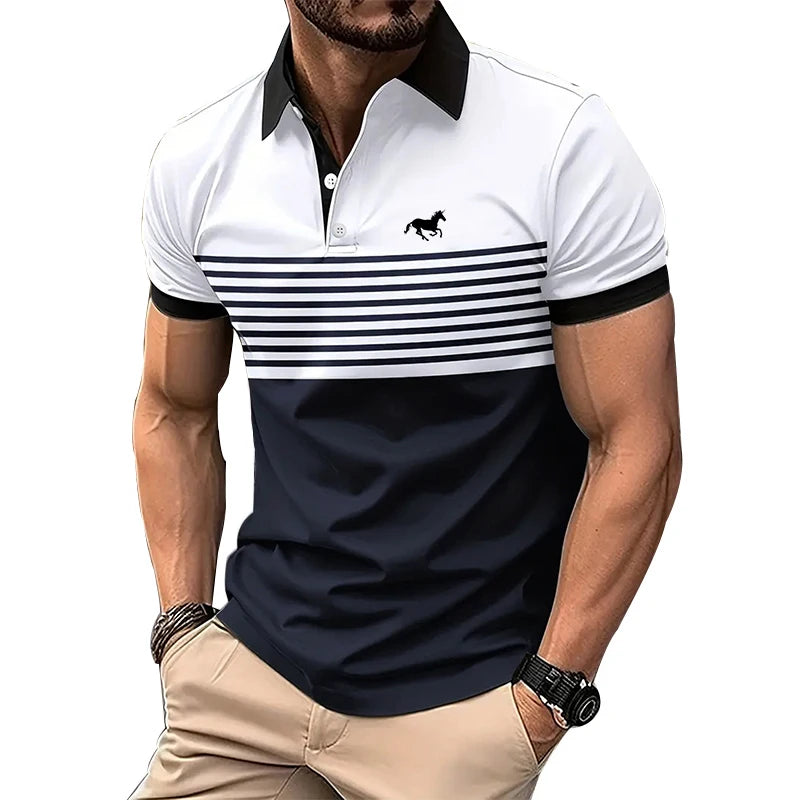 Men Clothes Summer Fashion Stripe Polo Shirt Men Casual Tops Polo Shirt .