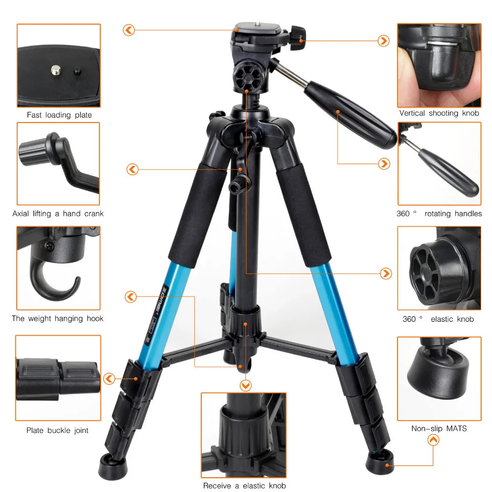 Q111 Professional Portable Travel Aluminum Camera Tripod&Pan Head for SLR DSLR Digital Camera Three color