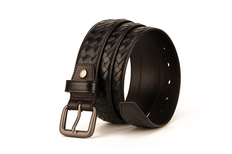 Woven leather belt
