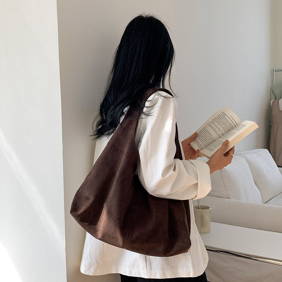 Slouchy suede-look hobo