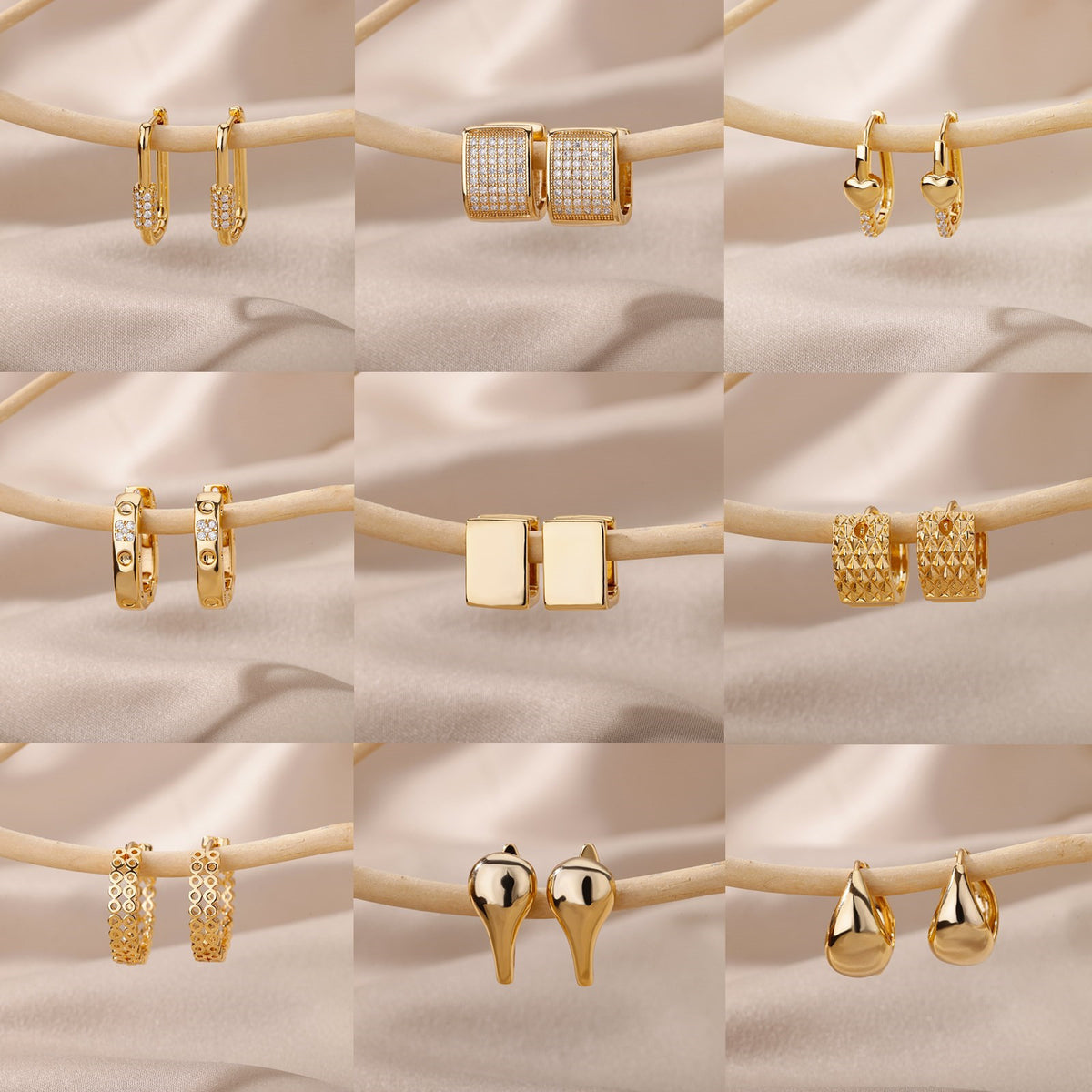 Pavé gold hoop earrings